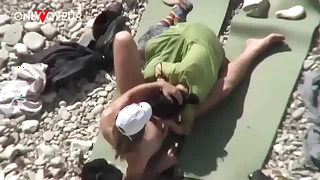 Beach Voyeur. Unashamed nudists having sex in excess of the beach right near others